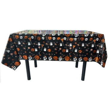 Fata de Masa, Cyrax, din Folie, Imprimeu Halloween - Boo, 137 x 274 cm, Negru