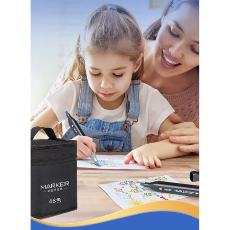 Set 30 Markere, Cyrax, pe Baza de Ulei, Dublu Capat, Subtire 1mm si Gros 6 mm, Geanta Depozitare, 15 cm, Multicolor