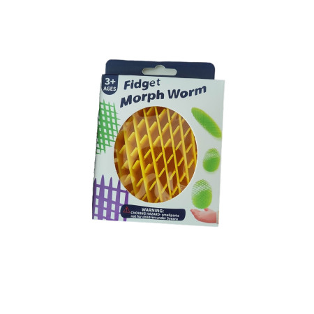 Jucarie Worm Fidget de Decompresie, Cyrax, Anti Stres, Dimensiune Compacta 10 cm, Dimensiune Extinsa 24.5 cm, Galben