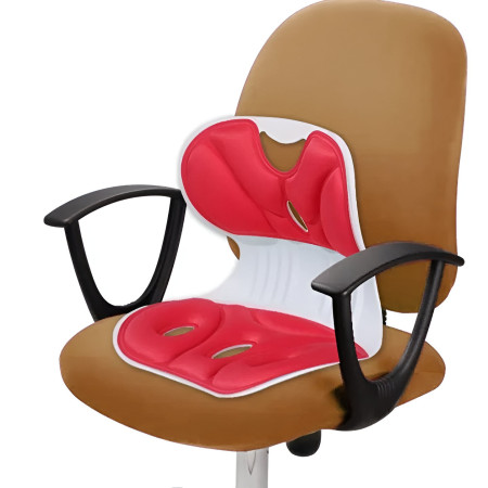 Suport pentru Scaun, Cyrax, pentru Corectarea Posturii, Portabil, Ergonomic, Ameliorare Durere, Respirabil, 32x29x28 cm, Marime S, Rosu