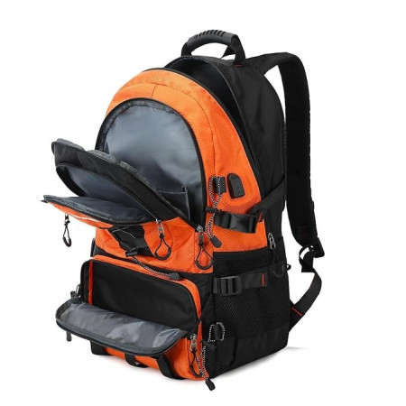 Rucsac Multifunctional de Alpinism,  Capacitate 36-55 L, de Calatorie, Impermeabil, Slot USB Incarcare Telefon, Bretele Reglabile, 52 x 34 x 19 cm, Portocaliu