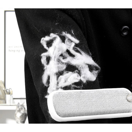 Perie Electrostatica,  Pentru Curatarea Parului de pe Haine si Tapiterii, 2 Fete, Autocuratare, 33 x 7.5 cm, Gri