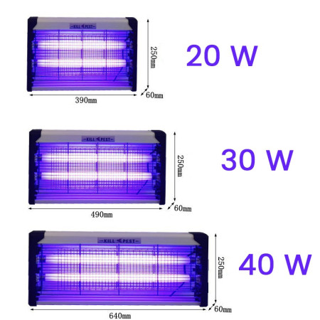 Lampa Electrica Anti Insecte,  Lumina Neon, 2 tuburi cu putere de 40W, Suspensie Perete, Carcasa din Plastic Metalica, 64 x 25 x 6 cm, Alb Negru