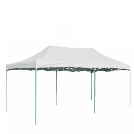 Cort Pavilion 3x6m Alb Pliabil Cadru Metal pentru Curte, Gradina, Evenimente