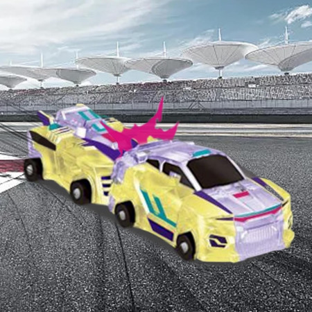 Jucarie Transformabila 2in1, Cyrax, Crystal Wing Flying Dragon, Masina/Dragon, Atractie Magnetica, Fluorescent, +3 Ani, din ABS, Multicolor