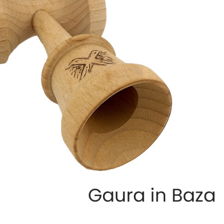 Kendama X Originala, Profesionala, Cyrax, Cupe Mari KING SIZE V3, Rubber Grip, Gaura in Baza, Rulment Metalic, din lemn 18 cm, Ata 62/65 cm, M Bicolor Rosu/Albastru