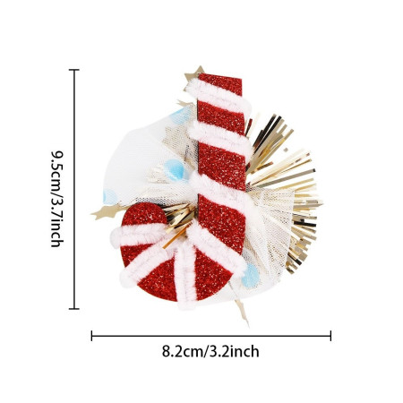 Agrafa de Par, Cyrax, Tema Craciun, Model Acadea, din Panza, 9.5 x 8.2 cm, Multicolor