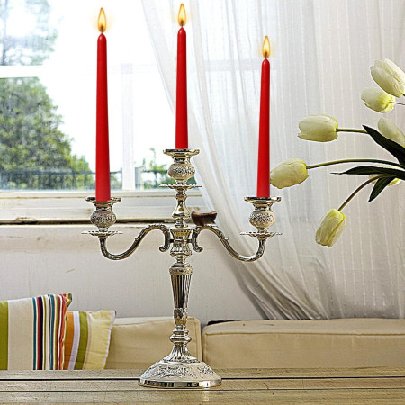 Set 4 Lumanari,  pentru Suport de Masa, Fara Miros si Fum, din Parafina, 2.2 x 25 cm, Rosu