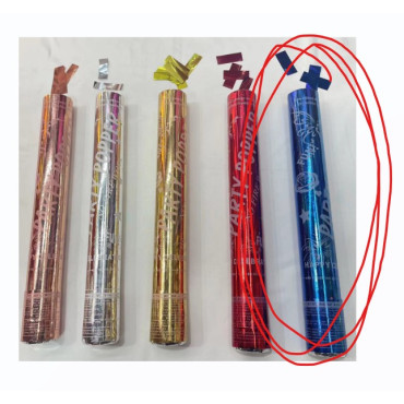 Tub de Confetti, Cyrax, Party Popper, 30x5 cm, Confetii Lucioase Rezistente la Foc, Eliberare prin Rasucire, Albastru