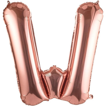 Balon Folie Metalizata Litera W, Cyrax, 80 cm, Umflati cu Heliu sau Aer, Ambalaj Individual, Pai inclus, Rose Gold