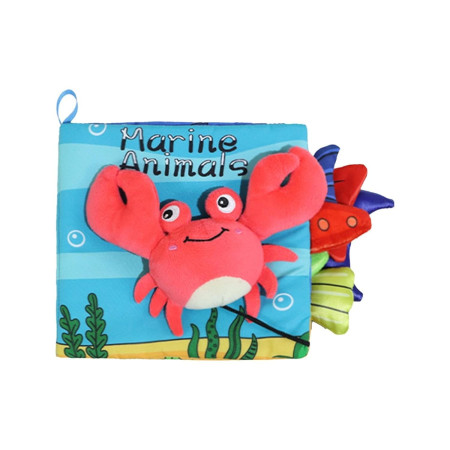 Carte Senzoriala, Cyrax, pentru Bebelusi, 15x16x4 cm, cu Animalute, 3D, Cu Sunete si Fosnete, 0-3 Ani, Model Crab, Multicolor