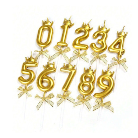 Lumanare pentru Tort Cifra 7, Model Coroana, Gold, Cyrax, Party