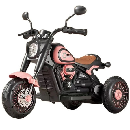 Tricicleta Electrica pentru Copii, Cyrax, Tricicleta DUAL-DRIVE 380*2 Baterie 6V 4.5, Bluetooth, Sistem Anti-Rasturnare, Sistem de Lumini si Sunet, 5+ Ani, 80 x 60 x 42 cm, Roz Negru