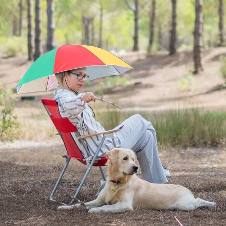 Umbrela de Cap,  Diametru 69 cm, Snur Reglabil de Cap, Protectie UV/Ploaie, Curcubeu