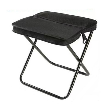 Scaun Taburet Pliabil pentru Camping,  pentru Adulti, Scaun Portabil, Pescuit, din Panza Oxford si Cadru Metalic, Mare 31 x 29 x 25 cm, Negru