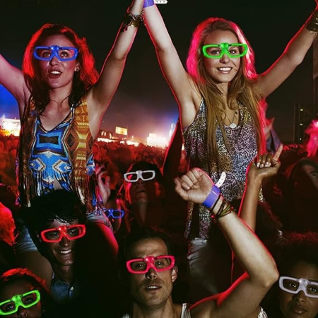 Ochelari de Petrecere cu LED, Cyrax, Model Neon, din Plastic, 3 Moduri de Iluminat, Marime Universala, Multicolor