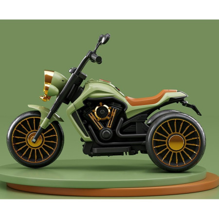 Motocicleta Electrica Cyrax, cu Acumulator,  Bluetooth, Sistem Anti-Rasturnare, Sistem de Lumini si Sunet, 1-8 Ani, 93 x 48 x 63 cm, Verde