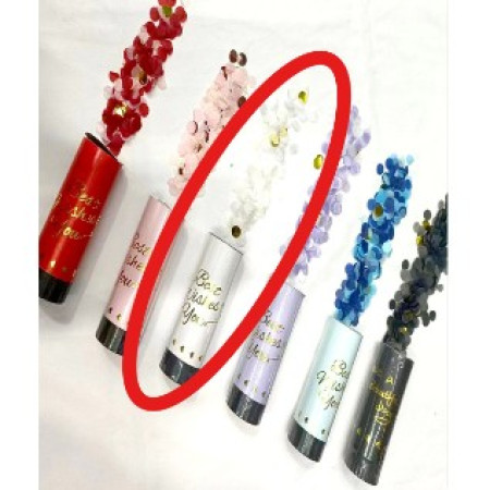 Tun de Confetti, Cyrax, Best Wishes 11 x 4 cm, Model Buline din Hartie si Folie, Alb