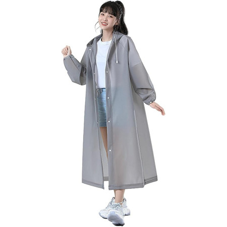 Pelerina de Ploaie,  pentru Adulti 150-180 cm, din EVA, Impermeabila, Rezistenta la Vant, Inchidere cu Capse, 140 g, Gri