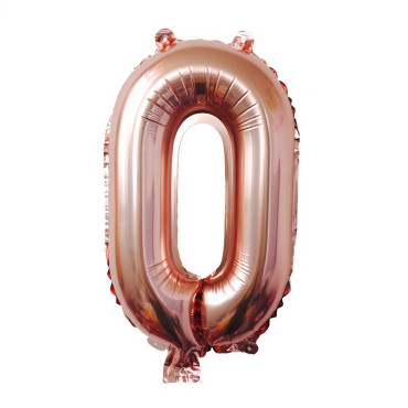 Balon din Folie Cyrax, Cifra 0, 81 cm, Pentru Aer sau Heliu, Bulk, Roz Auriu
