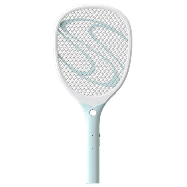 Paleta Electrica pentru Tantari, Muste sau Insecte LED,  Reincarcabila, Incarcare USB, Plastic, Casa si Gradina, Anti-insecte, Alb-Albastru