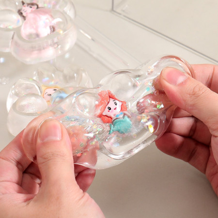 Jucarie Antistres Squishy, Cyrax, Labuta de Pisica Pufoasa, cu Revenire Lenta, 7 x 6.5 cm, Model Printesa, Multicolor