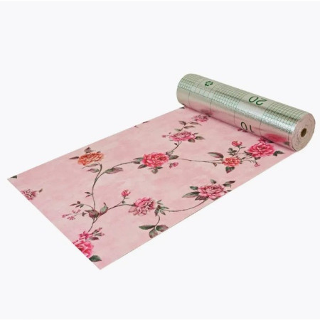 Rola Autoadeziva pentru Perete,  din Panza, 10 m, Rezistenta la Umezeala, 2.5 mm Grosime, Model Trandafiri, Roz