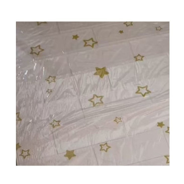 Set 10 Placi de Tapet,  Autoadezive, 70 x 77 cm, Suprafata Acoperita 5.3 mp, din PVC, Model Stelute Aurii, Alb