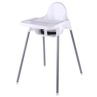 Scaun de Masa, Cyrax, pentru Bebelusi si Copii 6-36 Luni, din Plastic/Metal, Centura in 2 Puncte, Tava Detasabila, 63 x 57 x 85 cm, Alb
