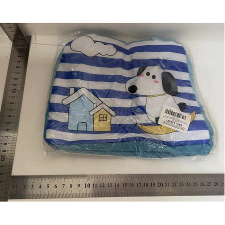 Geanta Termoizolanta pentru Copii, Cyrax, 23x13x19 cm, Model Imprimeu Catel, din Folie de Aluminiu si Panza Oxford, Albastru/Alb