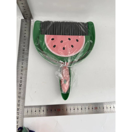 Set Mini Matura si Faras,  LITTLE CLEANER, Uz Casnic, pentru Birou, Bucatarie, Casa, Model Pepene Verde, 23 x 18 cm Roz-Verde