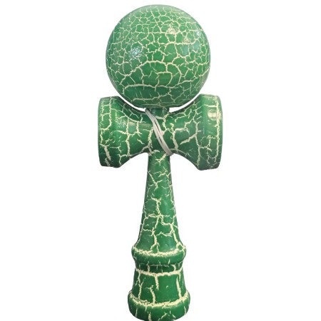 Kendama X Originala, Profesionala, Cyrax, Kendama Cracked, din Lemn, 18 cm, Verde Alb