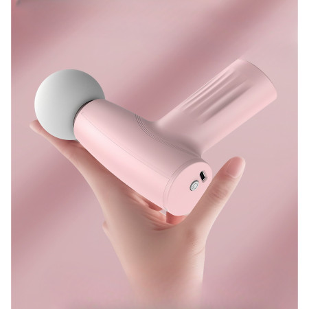 Mini Aparat de Masaj,  Tip Pistol, Incarcare USB Tip C, Portabil, Pentru Relaxare Musculara, Autonomie 120 Min, 3 Trepte de Viteza, Roz