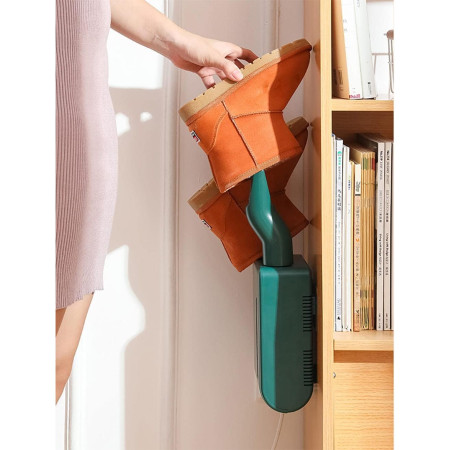 Uscator de Pantofi,  Functie de Uscare, Dezinfectie, Dezodorizare, Montaj pe Perete fara Perforare, din PVC, Silentios, Timer, Verde