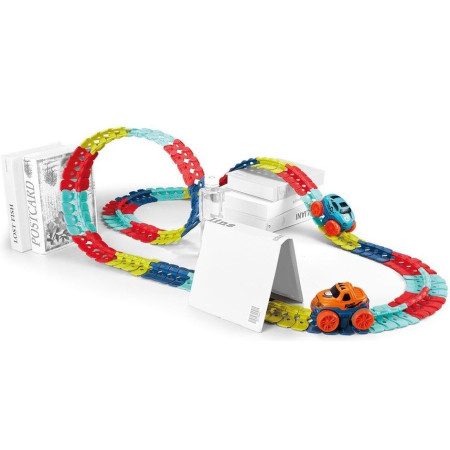 Jucarie de Constructie RollerCoaster, Cyrax, 184 de Piese, 44.5x36x7 cm, cu Masini, Multicolor