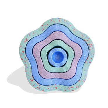 Jucarie Senzoriala de Echilibru, Cyrax, Tip Stepping Stones, 5 Piese, din Spuma, pentru Miscare, Sarituri, Prindere, Diametru 28 cm, Model 4, Multicolor