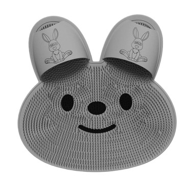 Covoras de Baie,  pentru Masaj/Spalat Picioare, din TPE, Antiderapant, 45 x 45 cm, Model Iepuras, Gri