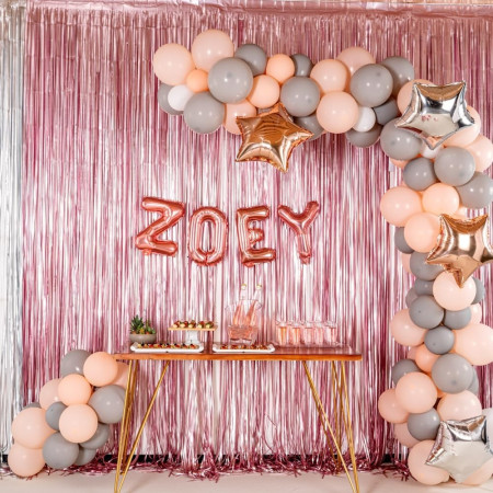 Balon Folie Metalizata Litera Z, Cyrax, 40 cm, Umflati cu Heliu sau Aer, Ambalaj Individual, Pai inclus, Rose Gold