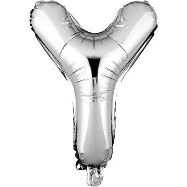 Balon Folie Metalizata Litera Y, Cyrax, 40 cm, Umflati cu Heliu sau Aer, Ambalaj Individual, Pai inclus, Argintiu