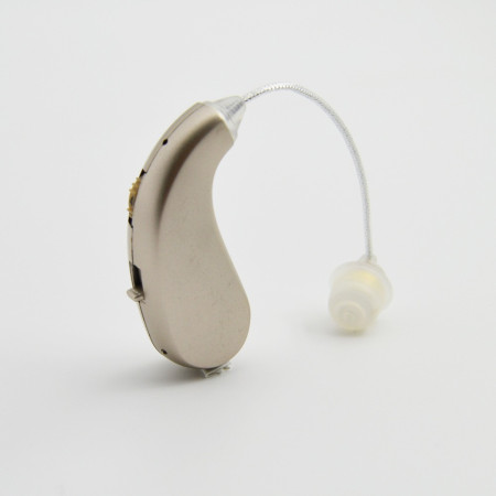 Aparat auditiv retroauricular BTE Reincarcabil, Cyrax, Set 2 bucati Stinga Dreapta, Standard European, Aparat auditiv Cu incarcator, Aparat pentru Auz, 12 x 8.5 x 4 cm, 89 g,  Auriu