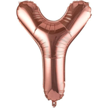Balon Folie Metalizata Litera Y, Cyrax, 80 cm, Umflati cu Heliu sau Aer, Ambalaj Individual, Pai inclus, Rose Gold