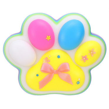 Jucarie Antistres Squishy, Cyrax, Revenire Lenta, Model Labuta de Pisica, Squishy, BIG 12.5 x 10.5 cm, 220 g, Model 24, Multicolor Alb Galben