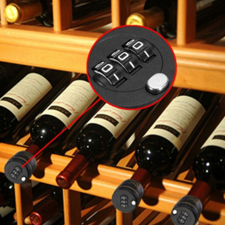 Lacat de Blocare pentru Sticle,  Lacat pentru Sticle cu Bauturi, din Plastic PP durabil, Cu Parola din 3 Cifre, 40 x 42 x 45 mm, Negru