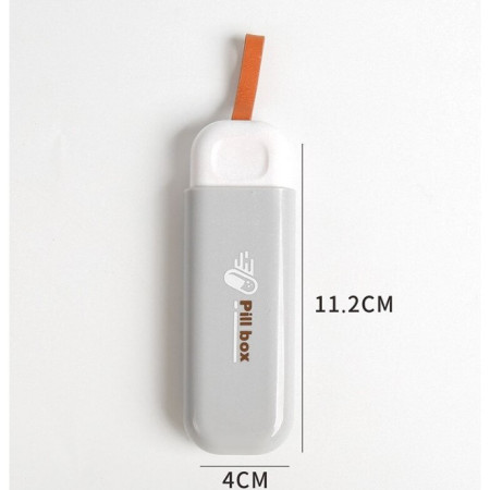 Cutie Depozitare Medicamente,  Portabila, 3 Compartimente, Tip Breloc, Plastic, Glisanta, Gri, 10.7x3.6x1.6 cm