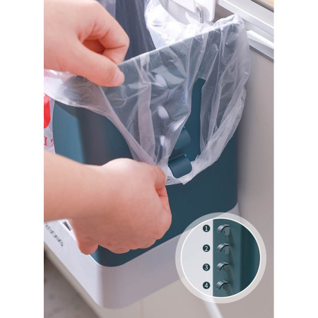 Cos de Gunoi Extensibil,  din Plastic, Reglabil, Pliabil, Versatil, pentru Bucatarie, Baie sau Birou, Cos Universal, 21x25x17 cm, Albastru Gri