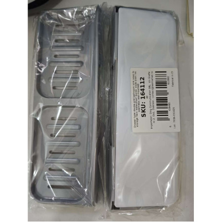 Savoniera Dubla,  de Perete, cu Compartiment de Scurgere, Montare prin Lipire, 26 x 8 x 4 cm, Gri/Alb