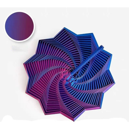 Jucarie Decompresie, Cyrax, Model Stea 3D, DuoChrome, Maner Spirala, Turn Magic Geometric, Multiple Forme, Anti-stress, 11 cm, Albastru/Violet