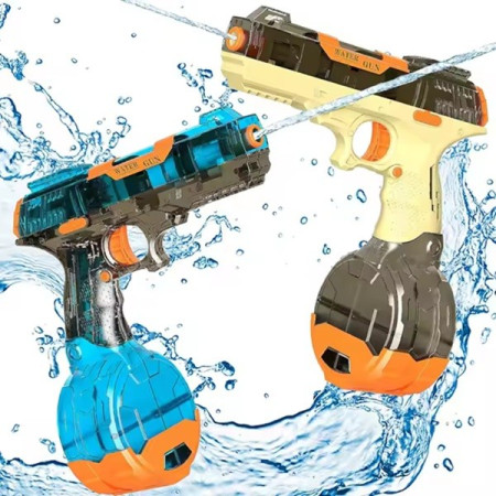 Pistol cu Apa Electric, Cyrax, 2 Rezervoare 75/350 ml, din ABS+Silicon, Baterie, Incarcare USB, Conectare la Furtun, +6 Ani, Maro