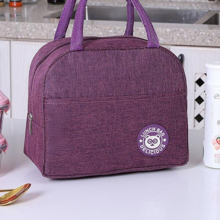 Geanta Termica pentru Pranz, Cyrax, Multifunctionala, Compartimentata, Impermeabila, cu Manere, Buzunar Exterior, 22x14x19 cm, Mov