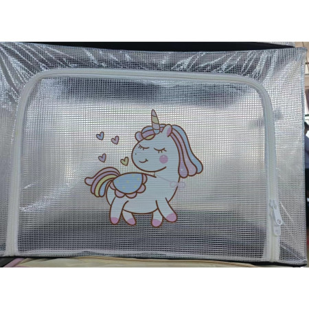 Cutie de Depozitare,  pentru Camera Copiilor, 100L, din PVC, Model Unicorn, 60 x 42 x 40 cm, Transparent